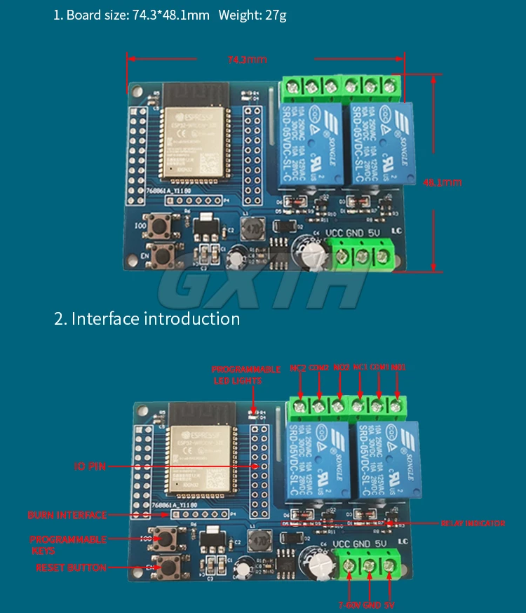 APKLVSR Module Relais ESP32 8 Canaux WiFi Bluetooth BLE - Carte Développement ESP32-WROOM DC5-30V