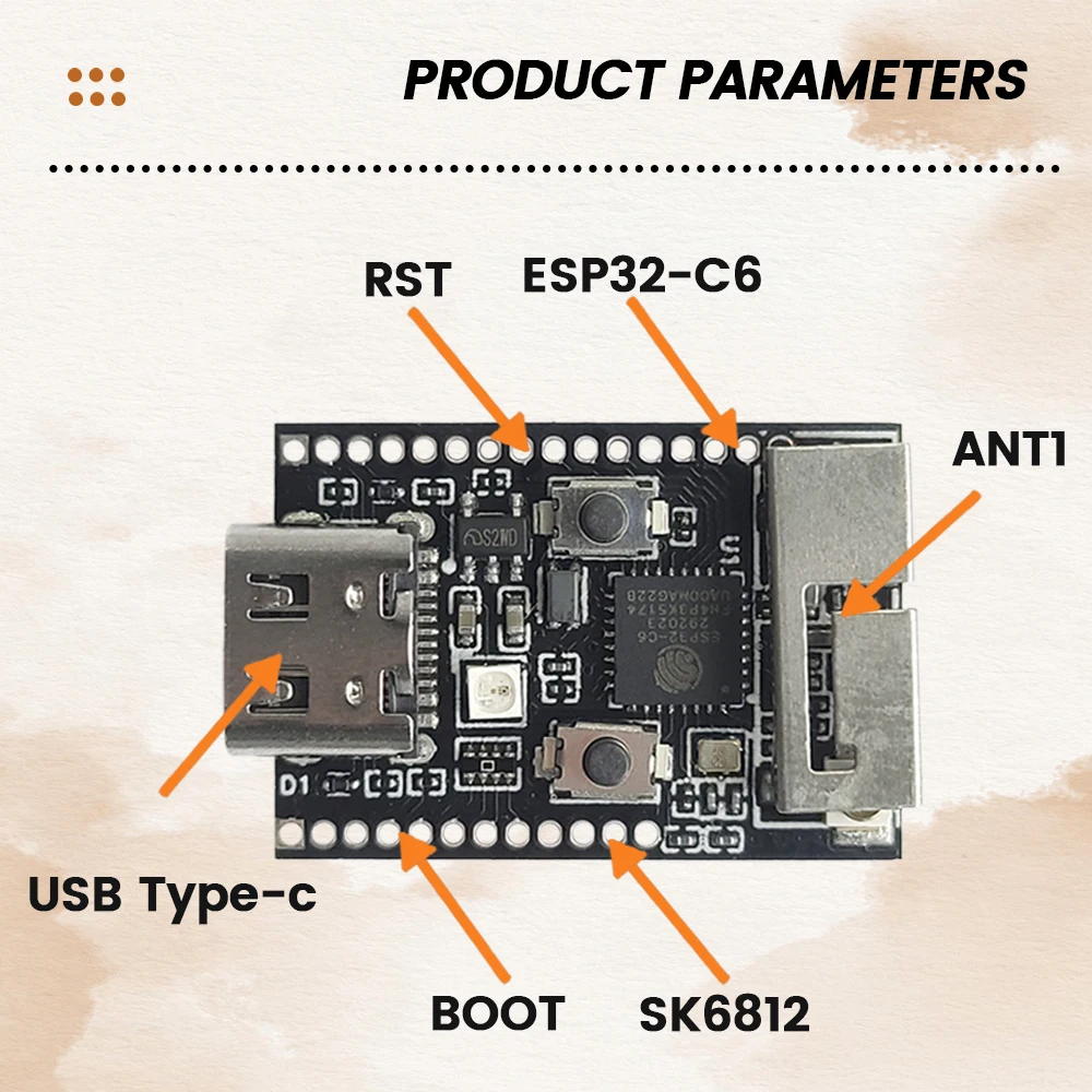TECNOIOT ESP32-C6 Dual Type-C Development Board N16 16MB Flash ESP32 WiFi Bluetooth WiFi6 Pack of 2