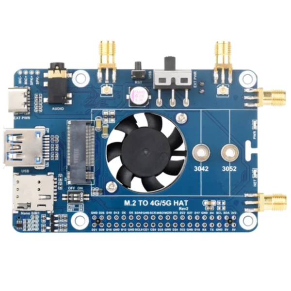 SIM7600G-H M.2 4G HAT, 4G/3G/2G Communication And GNSS Positioning for Raspberry Pi LTE