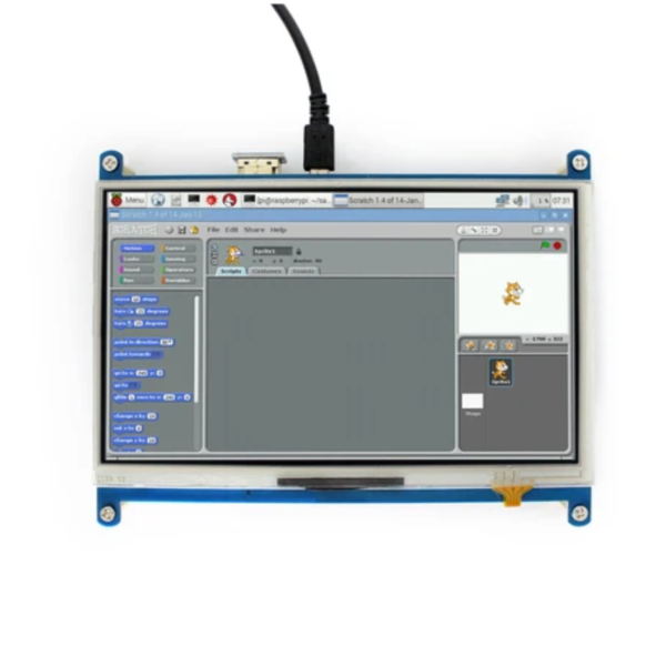 7inch Resistive Touch Screen LCD for for Raspberry Pi 4B/3B+/3A+/3B/2B/B+/A+, 1024x600, HDMI, SPI Touch