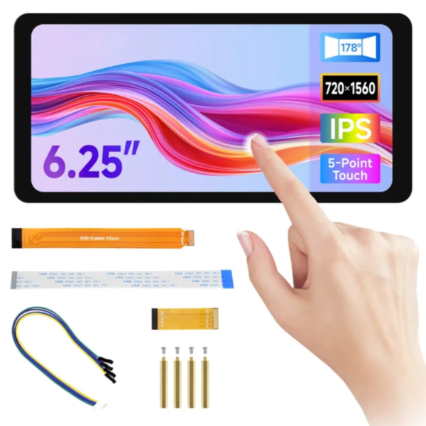 6.25inch DSI Capacitive Touch Display Type B,IPS Panel, 500cd/m² High Brightness Display for Raspberry Pi 5/4B/3B+/3A+