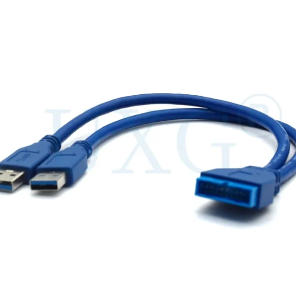 0.3m Dual 2 Port USB3.0 USB 3.0 A Male to Motherboard Mainboard 20Pin Cable Adapter 19 Pin USB Extension cable
