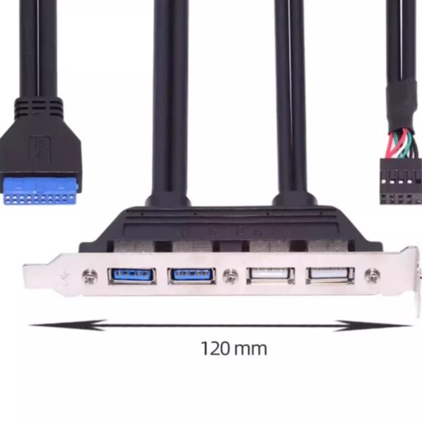 0.5m USB2.0 & USB 3.0 Internal Four Female Mount Panel to 9pin 19pin 20pin Motherboard Baffle Cable with PCI Bracket